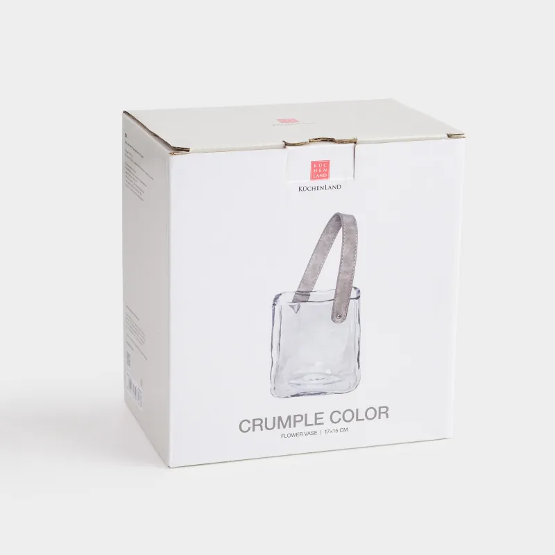 Ваза для цветов, 17 см, стекло/полиуретан, Crumple color, image-3