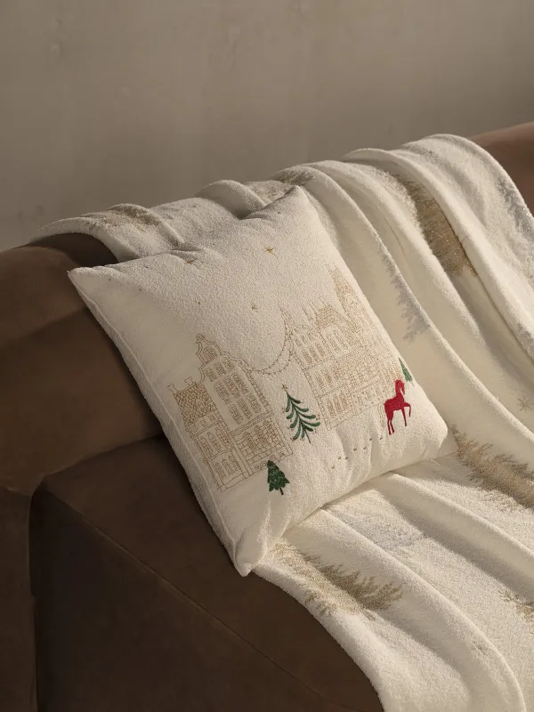 Подушка декоративная, 45х45 см, букле, молочная, Лошадь, Boucle, image-3