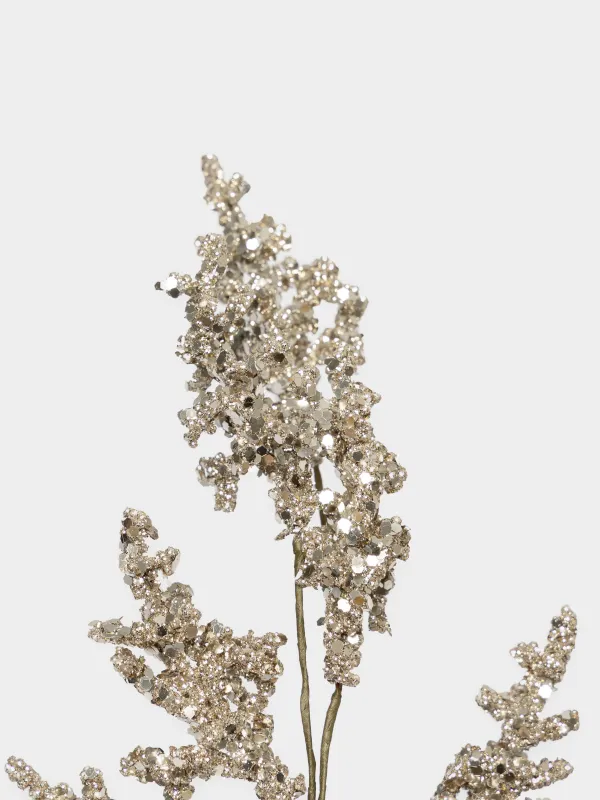 Ветка декоративная, 60 см, Листья в блестках, Sparkle decor, image-1