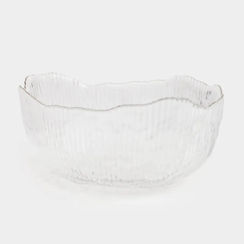 Салатник, 17х8 см, 900 мл, стекло Р, с серебристым кантом, Argos silver