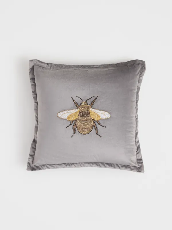 Подушка декоративная, вельвет/бисер, Bugs, image-0