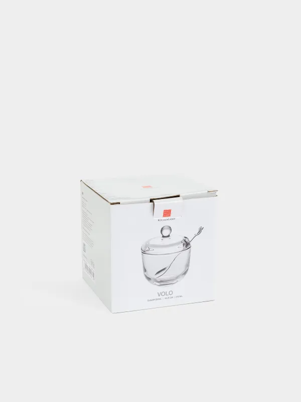 Сахарница, 11 см, 210 мл, с ложкой, стекло/сталь, Volo, image-4