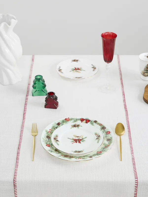 Дорожка настольная, 40х160 см, со строчкой, полиэстер, молочная, Рогожка, Gunny traditions, image-4