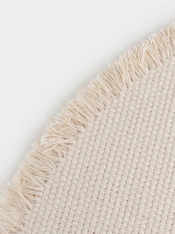 Салфетка под приборы, 38 см, с бахромой, полиэстер/хлопок, круглая, бежевая, Fringe, image-2