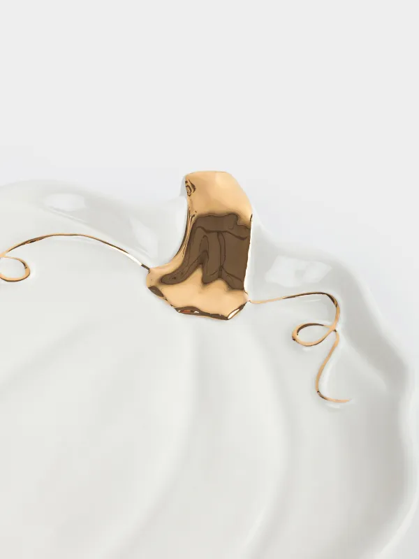 Блюдо, 15 см, керамика, молочно-золотистое, Тыква, Golden glow, image-1