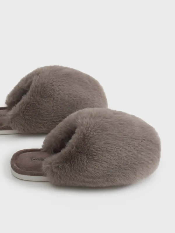 Тапочки домашние, коричневые, Bushy, image-3