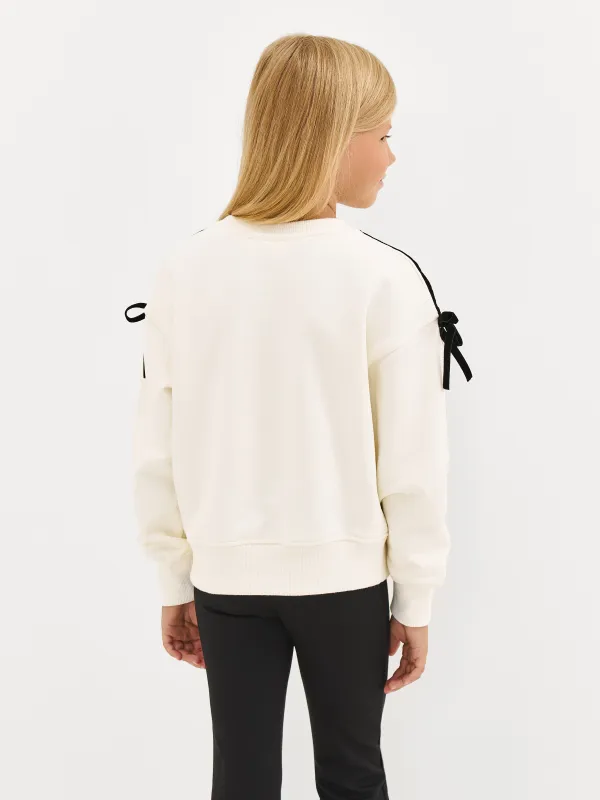 Свитшот детский, для девочек, молочный, Romana, image-4