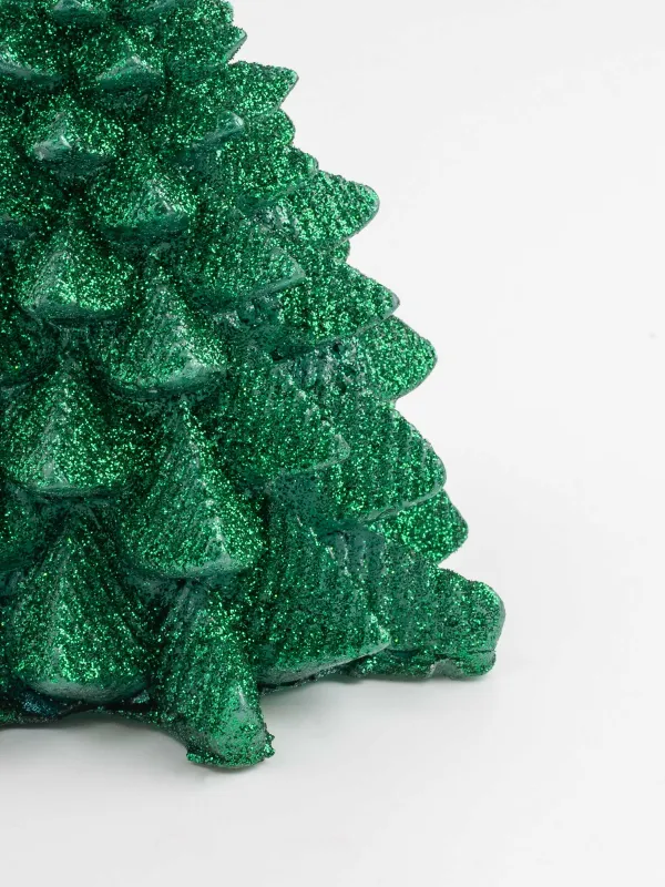 Свеча, 11x13 см, с блестками, зеленая, Елка, Fir candle, image-2