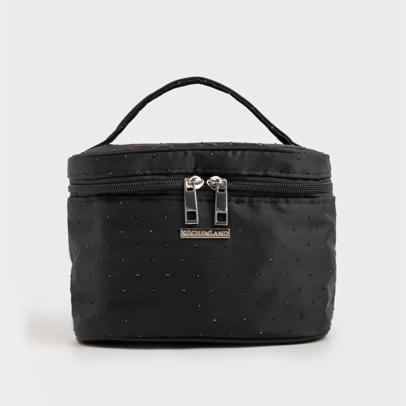 Косметичка, 19х14 см, с ручкой, нейлон, черная, Force night