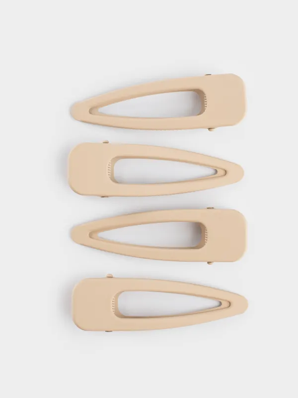 Заколка для волос, 8 см, 4 шт, металл, бежевая, Basic, image-2