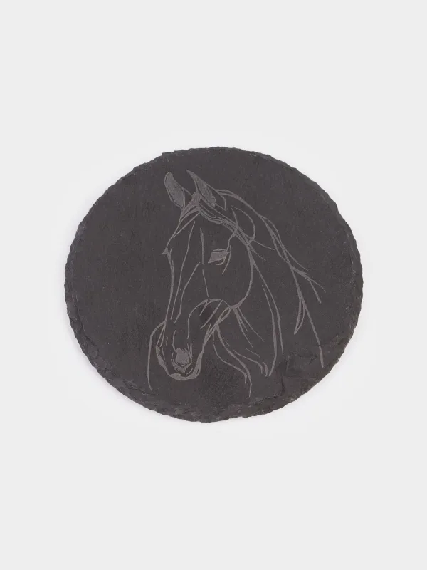 Набор подставок под кружку, 10 см, 2 шт, квадратный/круглый, сланец, Конь, Slate, image-2