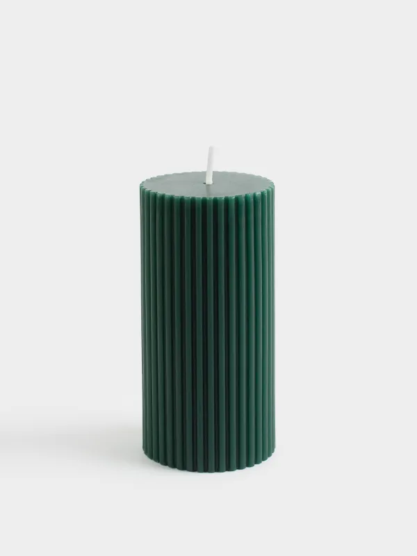 Свеча, 4х10 см, цилиндрическая, Ribbed candle, image-0