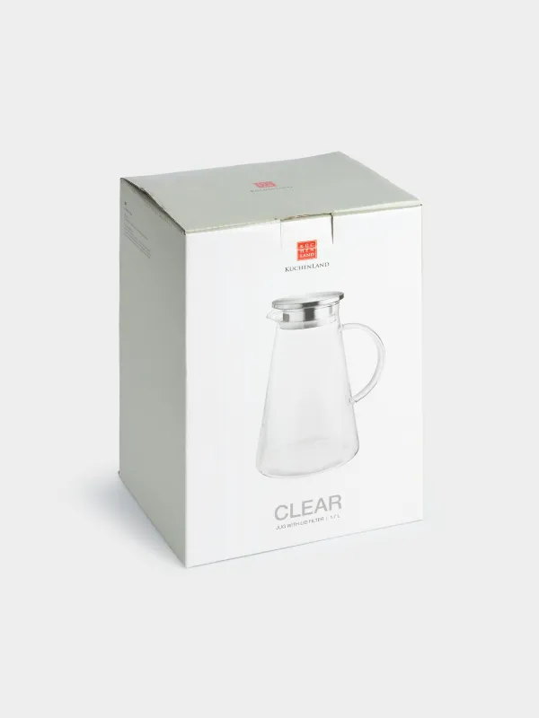 Кувшин, 1,7 л, с крышкой фильтром, Clear, image-6