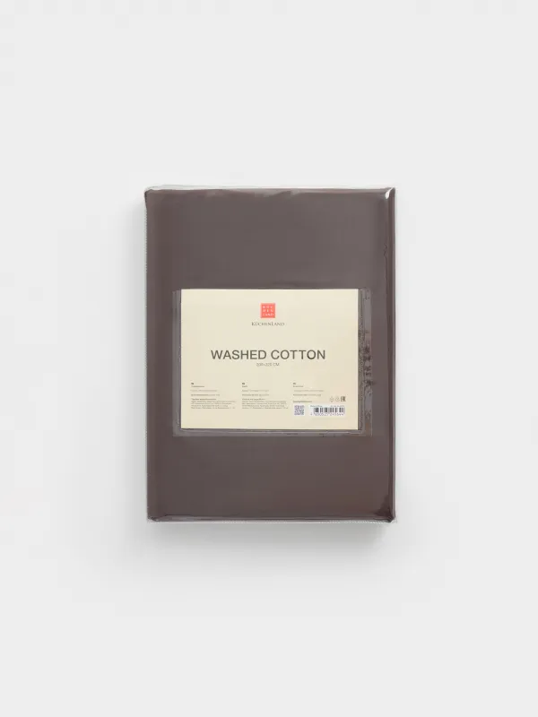 Пододеяльник, коричневый, Washed cotton, image-3