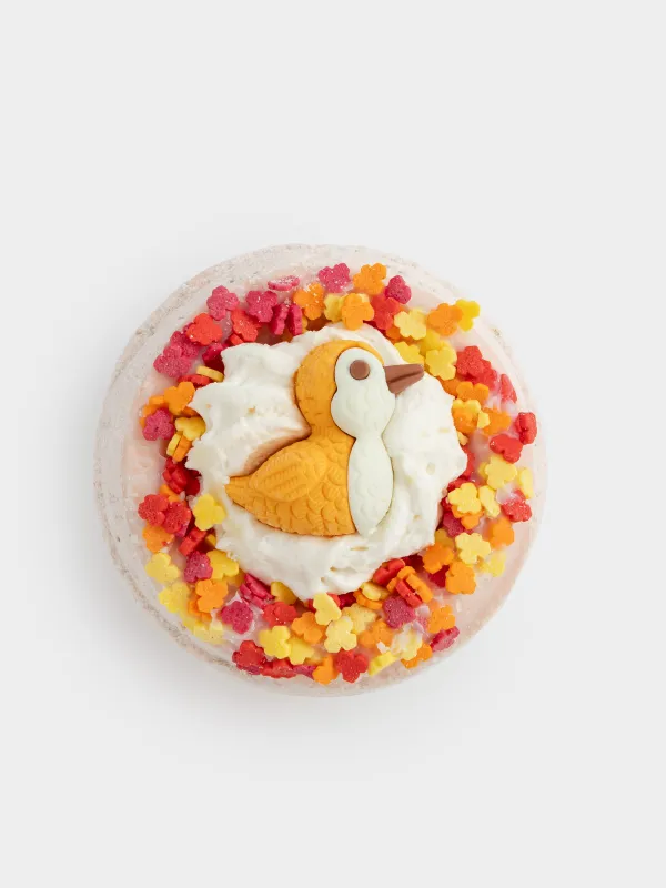 Бомбочка для ванны, 130 гр, с игрушкой, коричневая, Миндаль, Птица, Friends spa, image-0