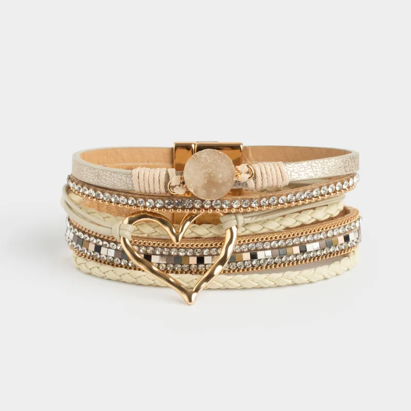 Браслет, 20 см, многоярусный, полиэстер/металл, Jewelry heart