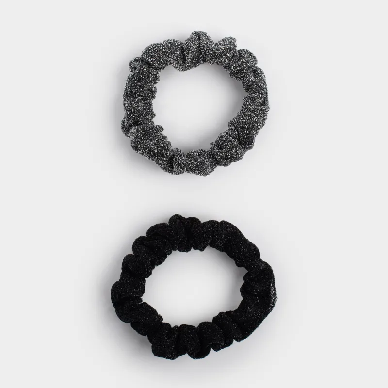 Набор резинок для волос, 7 см, 2 шт, полиэстер, черный/серебристый, Hairstyle