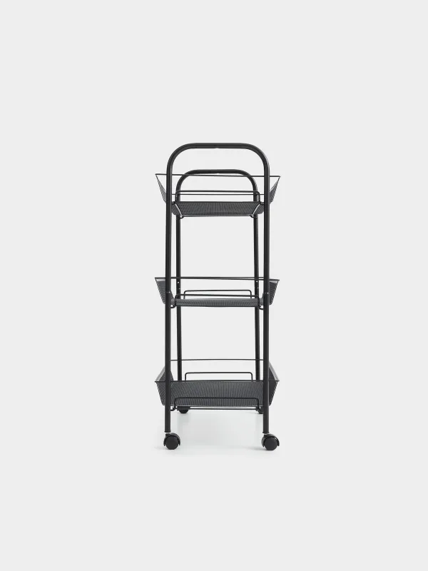 Этажерка, 3-х ярусная, 44х26х63 см, на колесах, Compact black, image-1