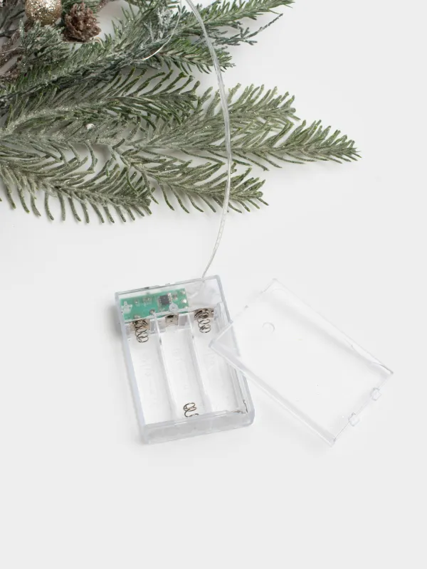 Композиция декоративная, 60 см, с подсветкой, пластик, Ягоды шампань и шишки, Conifer champagne, image-4