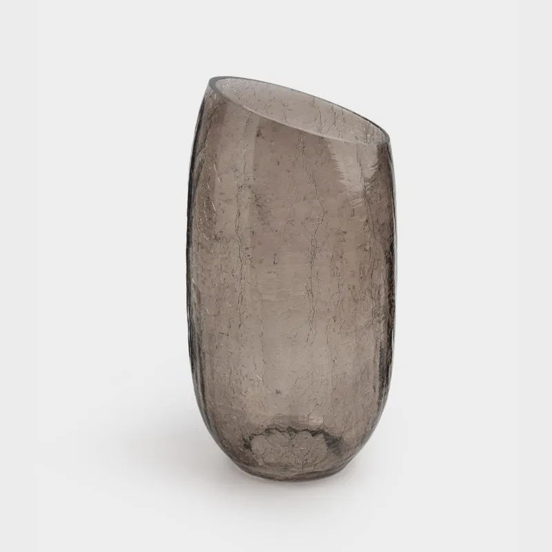 Ваза для цветов, 26 см, стекло, коричневая, Кракелюр, Ice