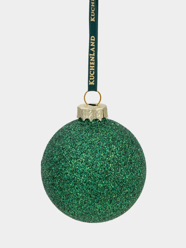Набор елочных игрушек, 4 см, 8 шт, стекло, зеленый, Шар, Ball sparkle, image-2