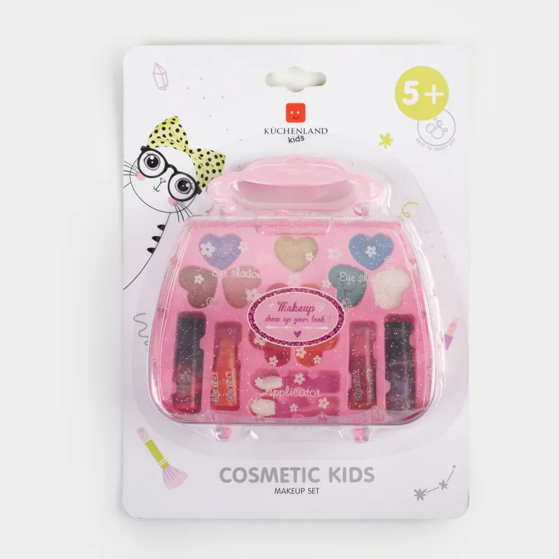 Набор косметики, детский, 15 см, 17 пр, пластик, розовый, Чемоданчик, Cosmetic kids, image-4