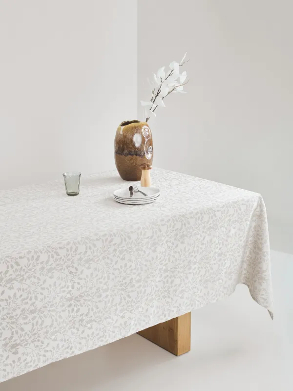 Скатерть, 160х160 см, жаккард, полиэстер, бежевая, Ветви, Slender branches, image-5