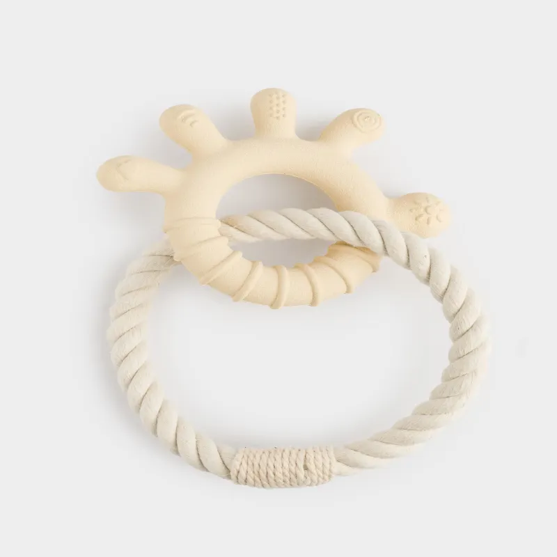 Игрушка для собак, 20 см, резина/хлопок, бежевая, Лапа на канате, Playful pet