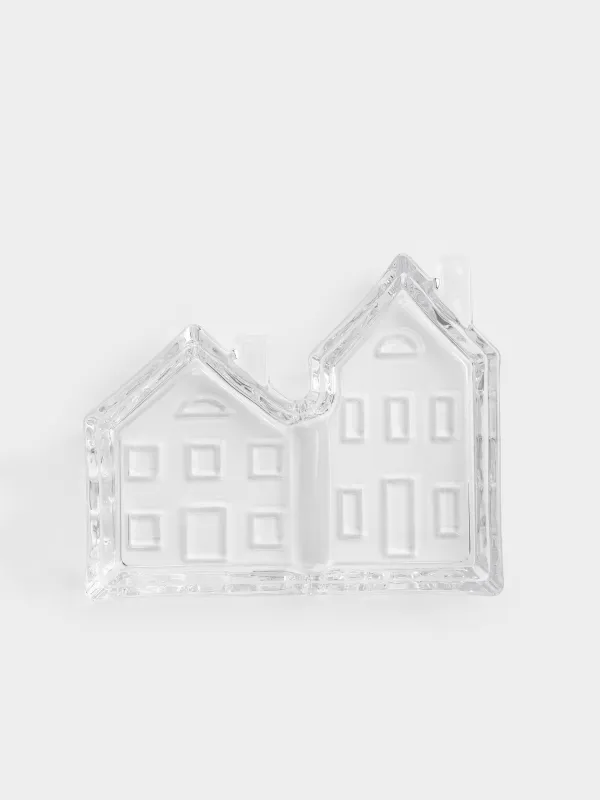 Менажница, 18х14 см, 2 отд, стекло, Дома, House shape, image-0