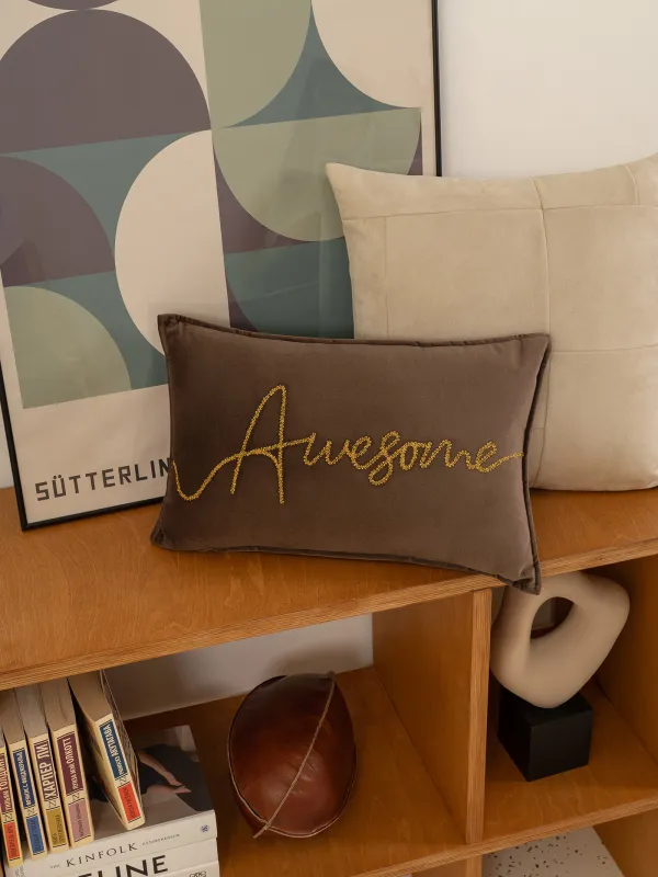 Подушка декоративная, 50х30 см, вельвет, коричневая, Awesome, Scroll, image-5