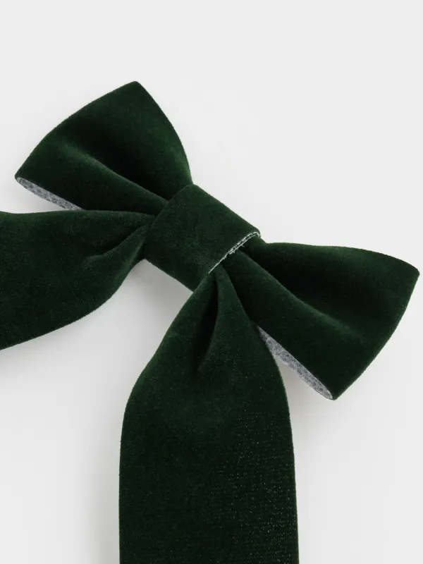 Украшение декоративное, 15 см, на клипсе, полиэстер, зеленое, Бант, Bow velvet, image-2