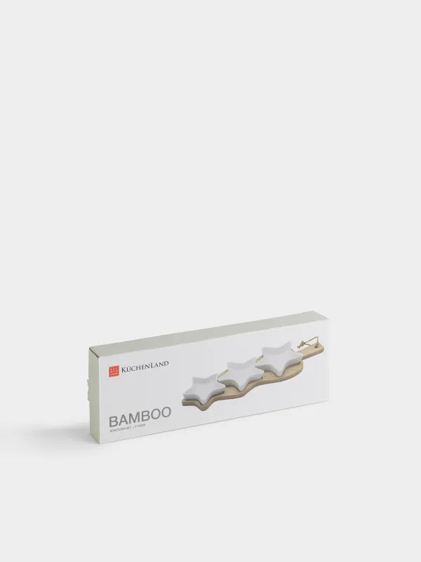 Набор для закусок, 3 предмета, на подставке, Звезды, Bamboo, image-5