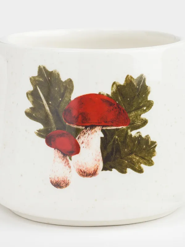 Кружка, 430 мл, керамика, молочная, в крапинку, Листья и грибы, Fungi, image-4