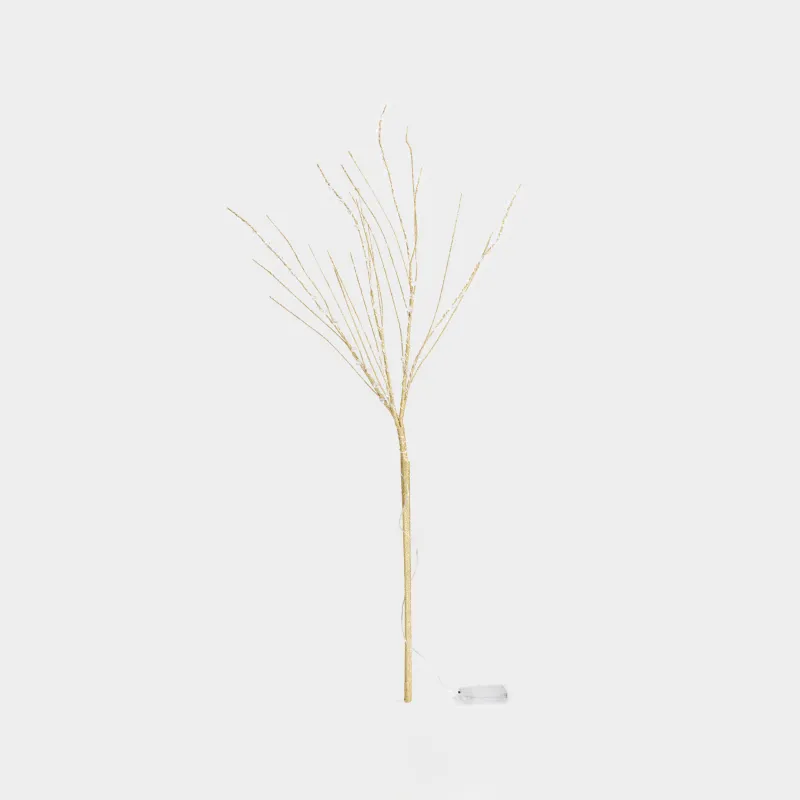 Ветка декоративная, 1 м, с подсветкой, полипропилен/металл, золотистая, Кристаллы, Crystal decor