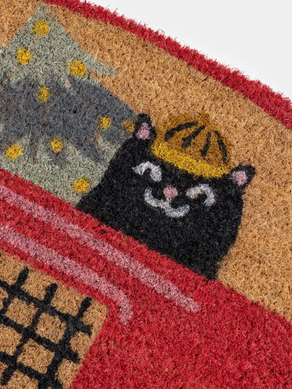 Коврик придверный, 40х80 см, Машина с елкой, Red car, image-2