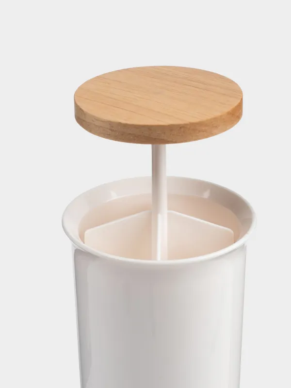 Контейнер для ватных палочек, 12 см, пластик/дерево, белый, White style, image-5