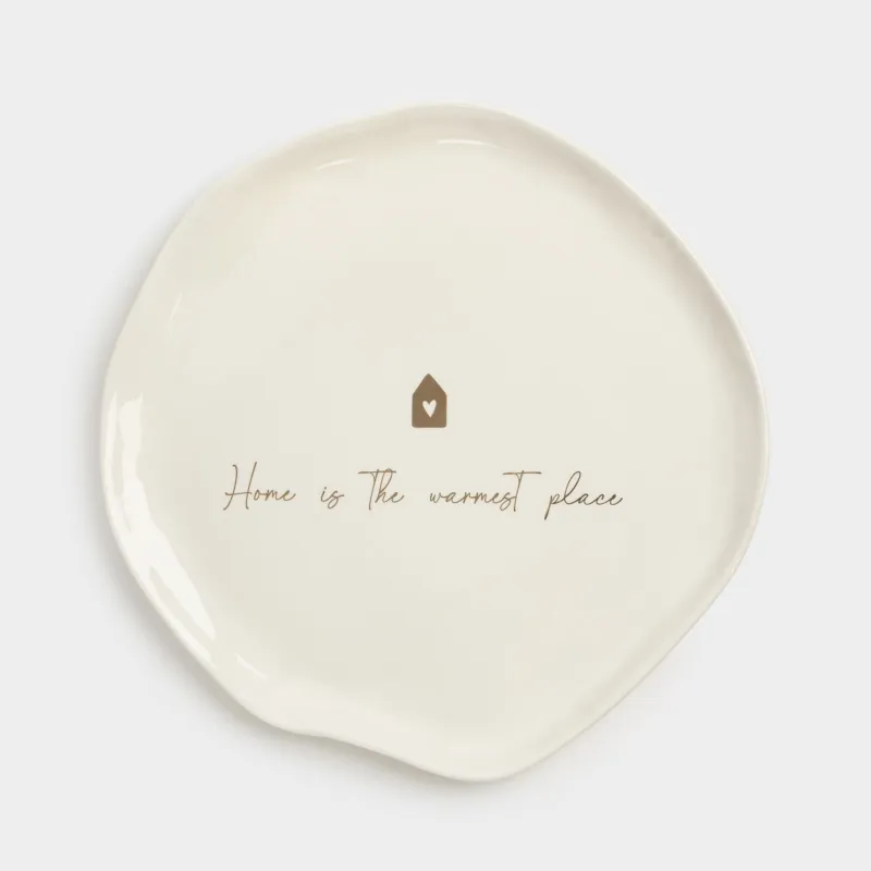 Блюдо, 28 см, керамика, молочно-золотистое, Home is the warmest place, Snow sparks