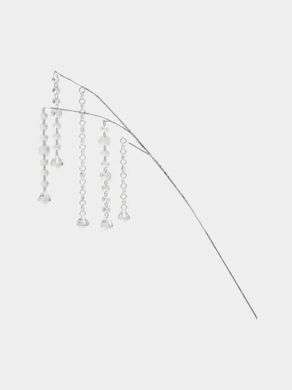 Ветка декоративная, 55 см, стекло, Серебристые кристаллы, Crystal decor, image-0