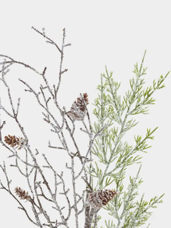 Ветка декоративная, 94 см, пластик/пенопласт, Хвоя с шишками, Conifer decor, image-3