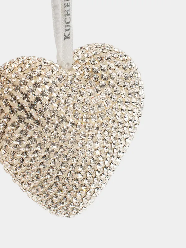 Игрушка елочная, 6 см, стекло/металл, серебристая, Сердце в кристаллах, Figure sparkle, image-2