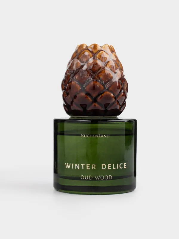 Ароматический диффузор, 100 мл, керамика, зеленый, Oud wood, Шишка, Winter delice, image-4