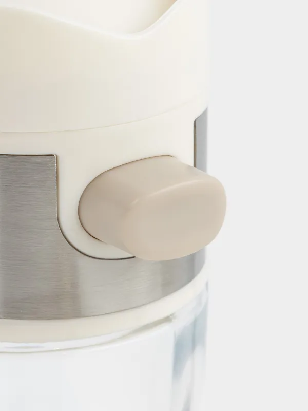 Емкость для соли или перца, 12 см, с кнопкой, стекло/пластик, молочная, Milk kitchen, image-2