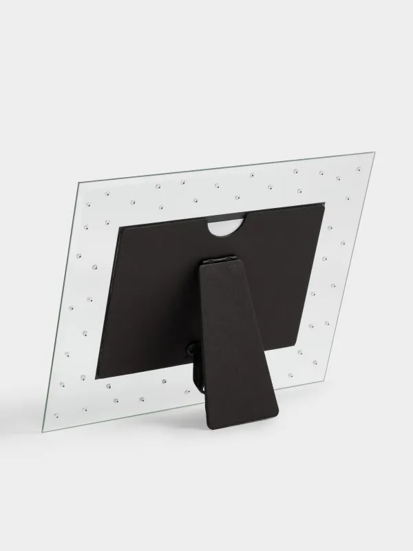 Фоторамка, 23х18 см, стекло, серебристая, Стразы, Glossy, image-5