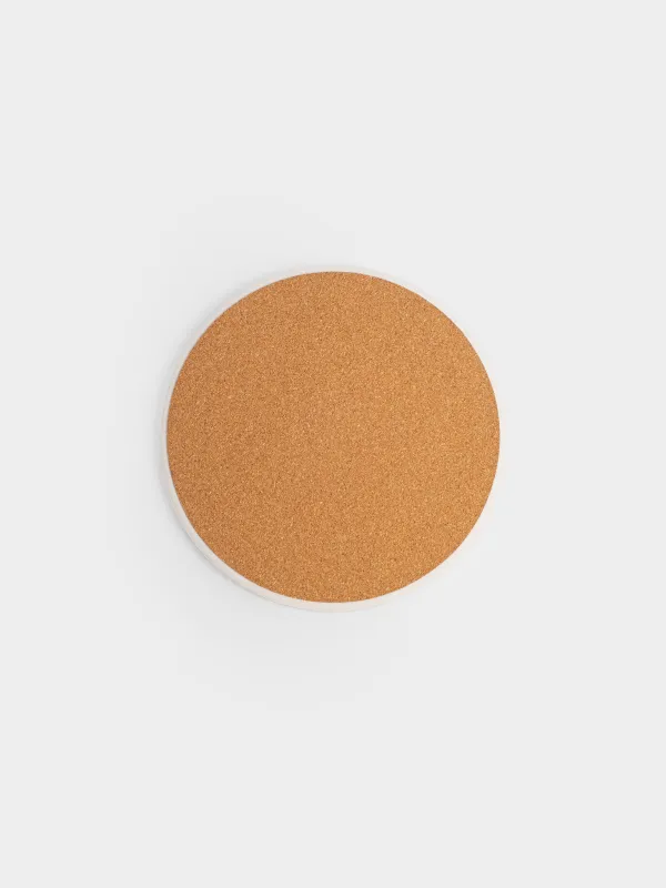 Подставка под горячее, 20 см, керамика/пробка, круглая, белая, Узоры, Green lace, image-3