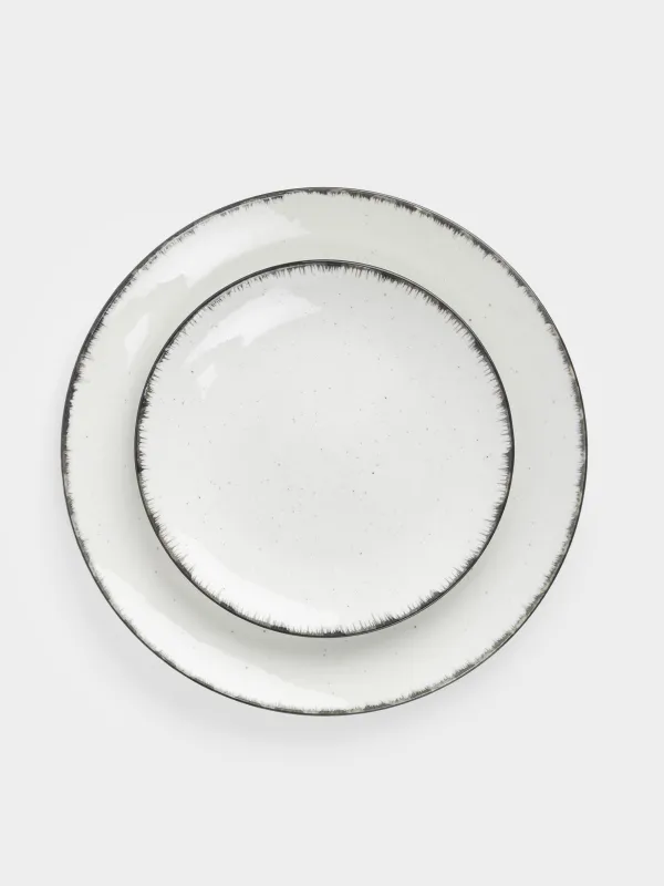 Сервиз обеденный, 6 перс, 18 пр, керамика R, бело-серый, в крапинку, Roxas, image-2