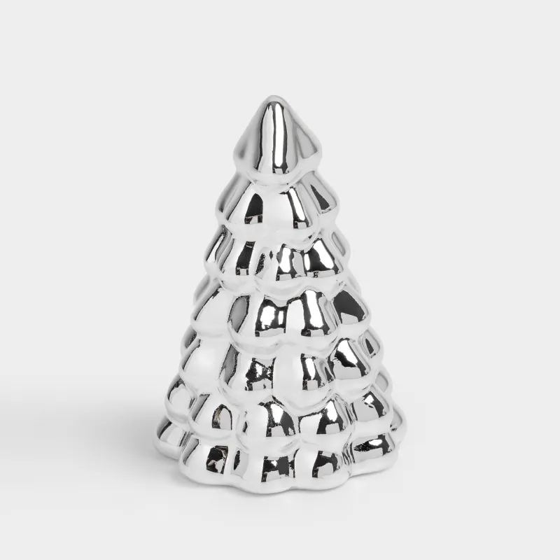 Статуэтка, 7 см, фарфор P, серебристая, Елка, Silver style