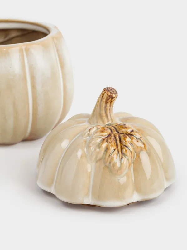 Емкость для хранения, 13х16 см, 700 мл, керамика, молочно-коричневая, Тыква, Pumpkin velir, image-3