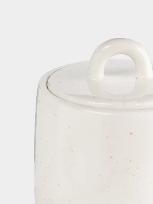 Емкость для хранения, 12х14 см, 750 мл, керамика, молочная, в крапинку, Delicia, image-3