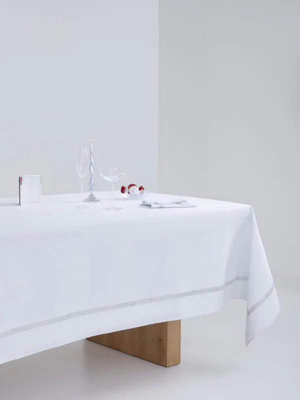 Скатерть, 160х160 см, со стразами, полиэстер, белая, Rhinestones, image-4