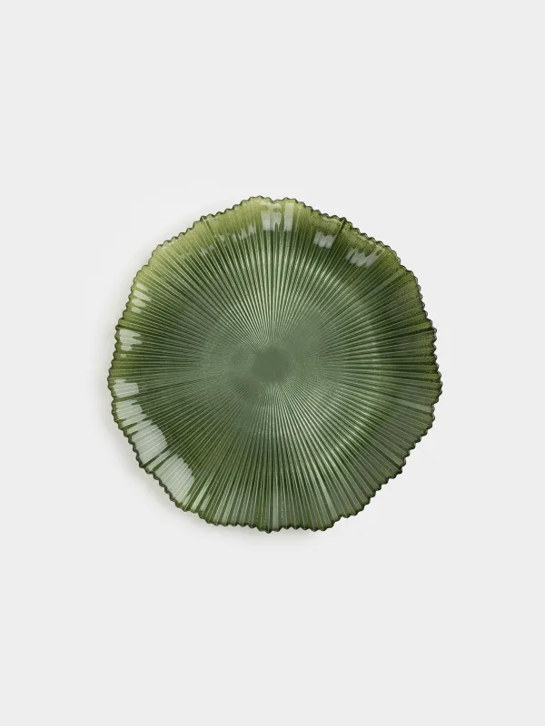 Тарелка обеденная, 28 см, стекло Р, зеленая, Ribby color, image-0
